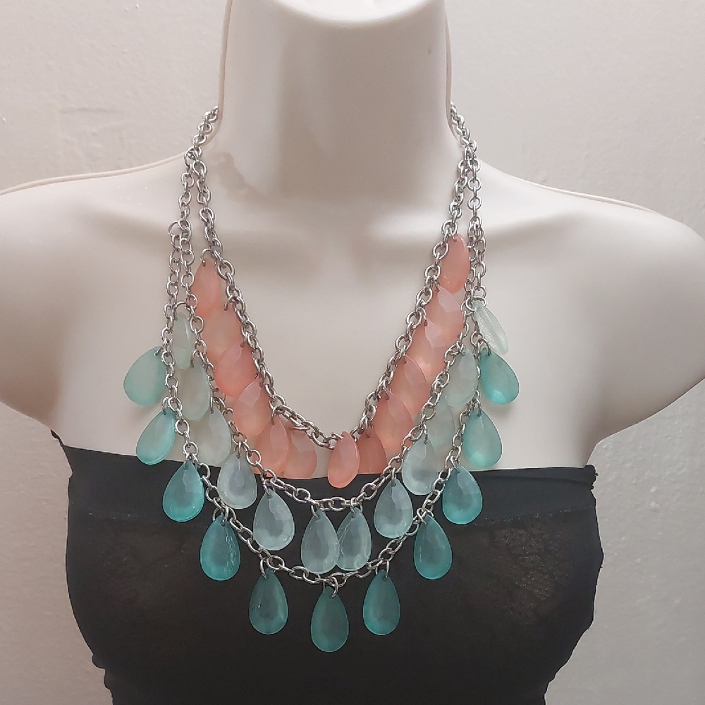 Charming Charlie Multilayered Dangling Beads Bib Necklace